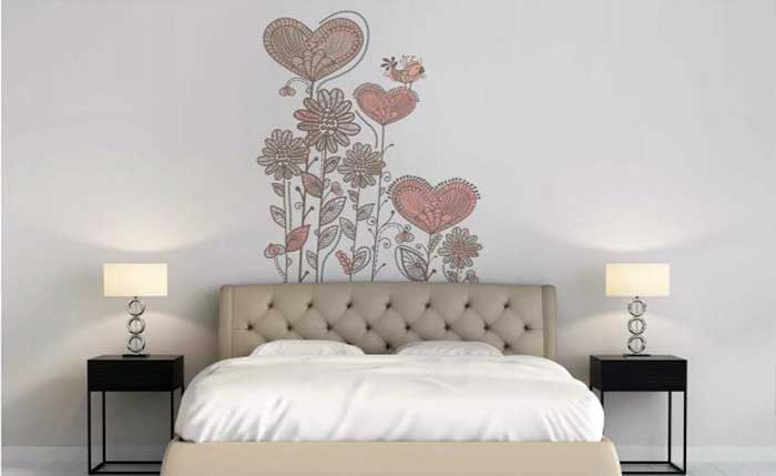ilustracion corazones en vinilo para dormitorio